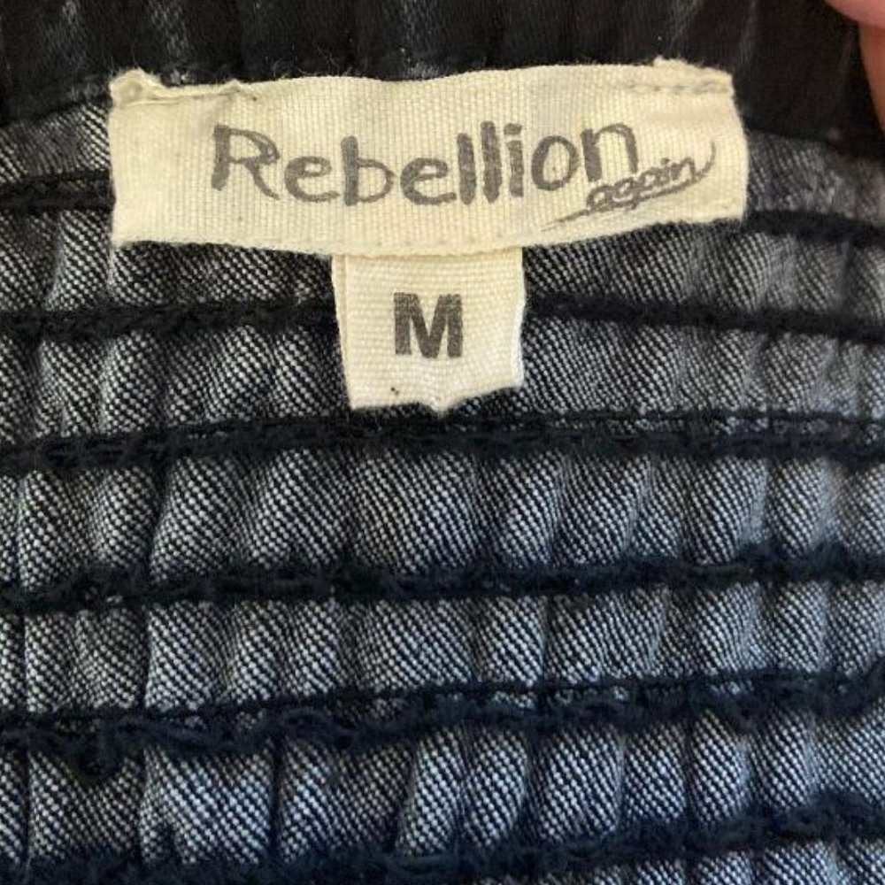 Rebellion Again Black Denim Corset Style Cropped Tank Top, Size Medium - Picture 4 of 5